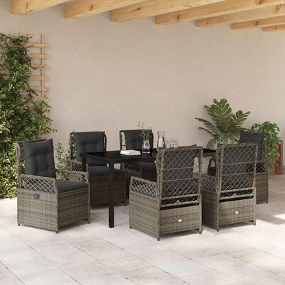 Garten Essgruppe 7 pcs Grau Poly-Rattan