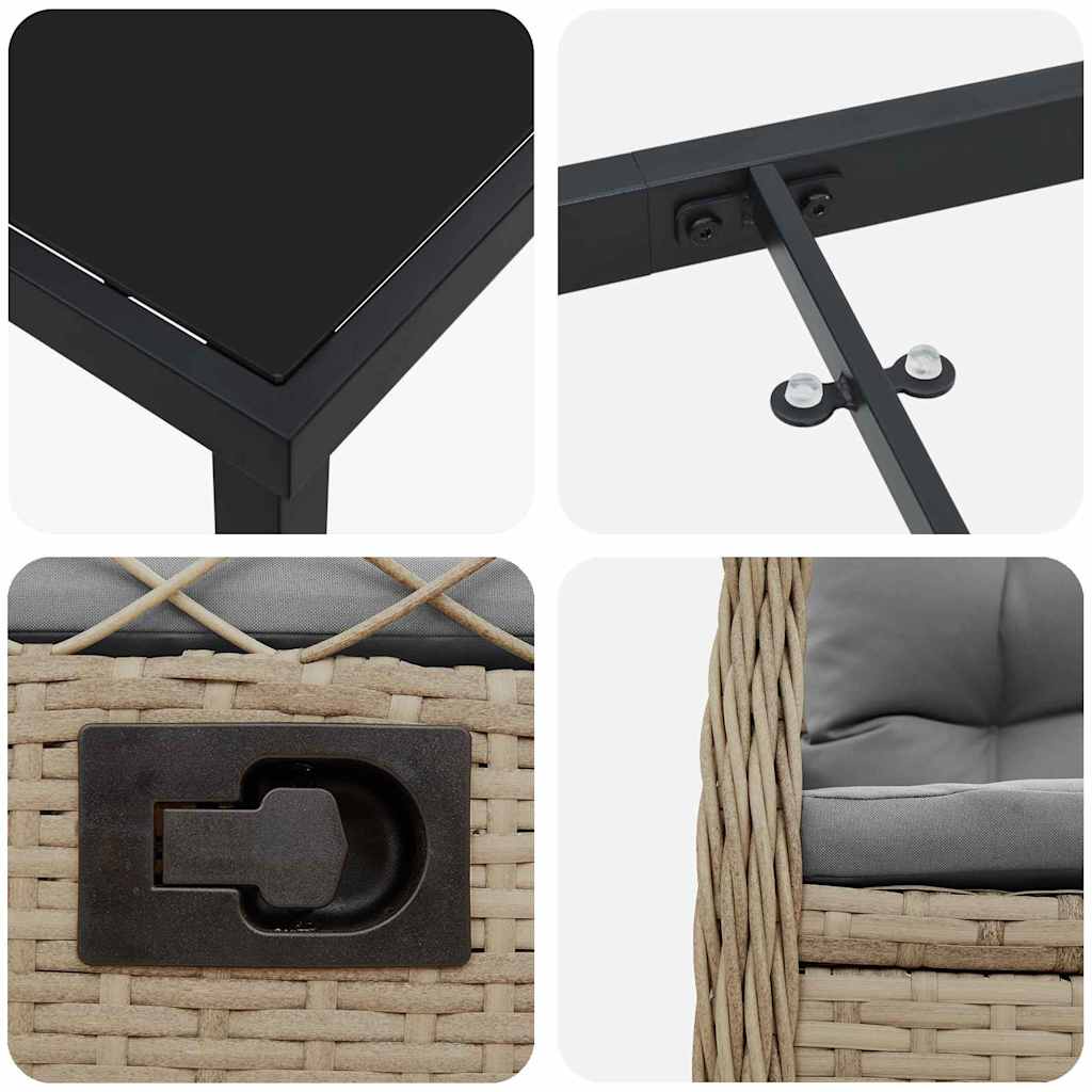 Garten Essgruppe 3 pcs Beige Poly-Rattan