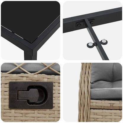 Garten Essgruppe 3 pcs Beige Poly-Rattan