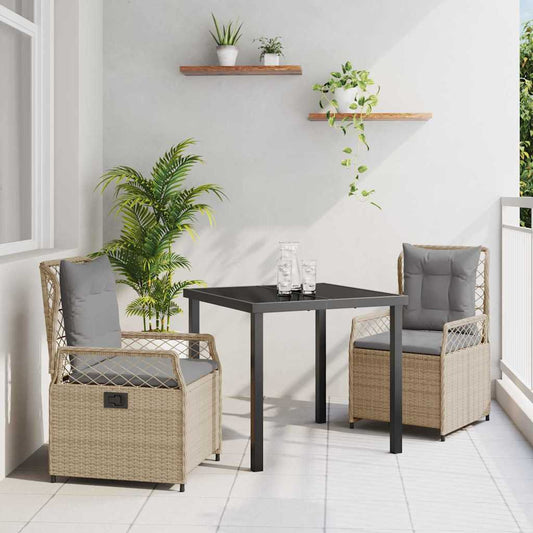 Garten Essgruppe 3 pcs Beige Poly-Rattan