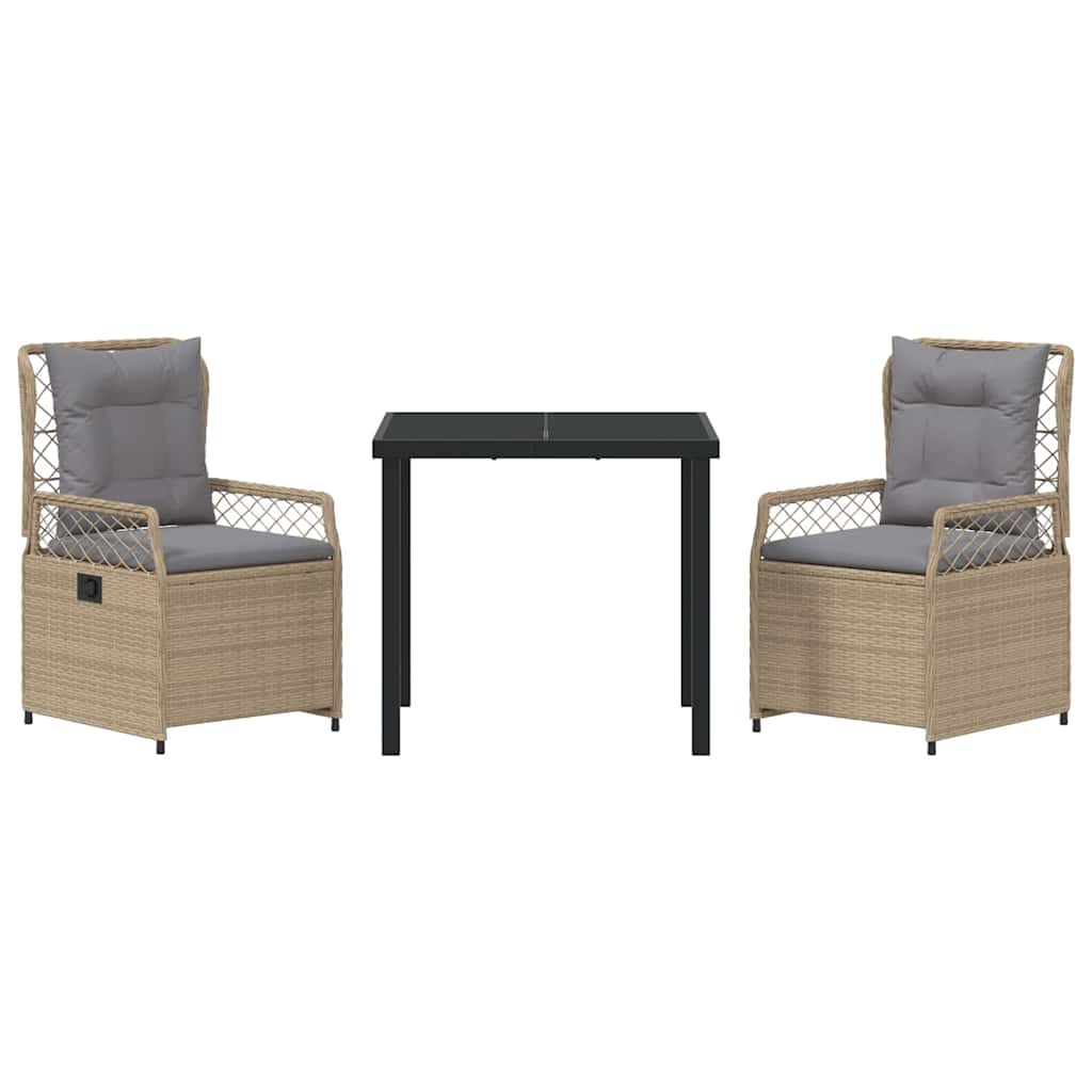 Garten Essgruppe 3 pcs Beige Poly-Rattan