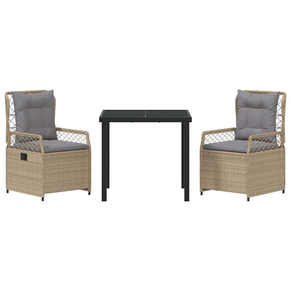 Garten Essgruppe 3 pcs Beige Poly-Rattan