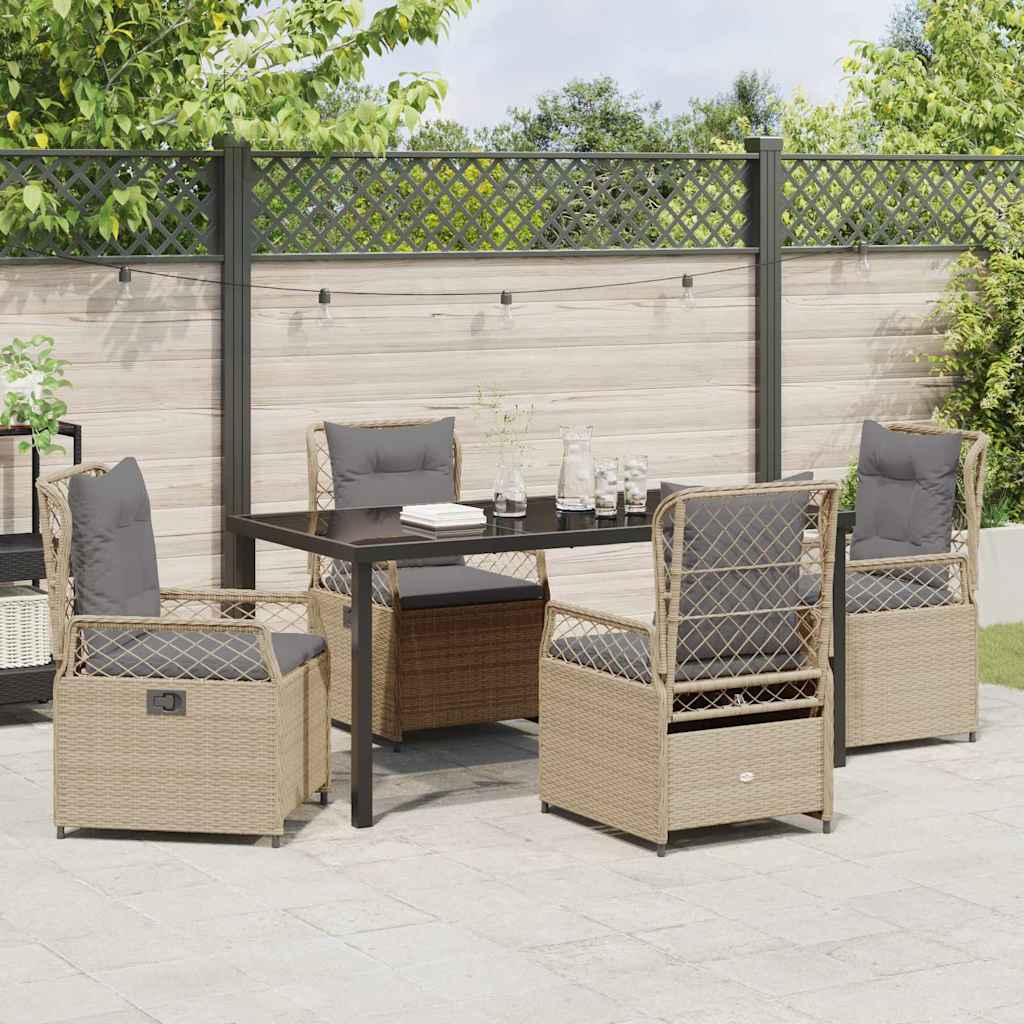 Garten Essgruppe 5 pcs Beige Poly-Rattan