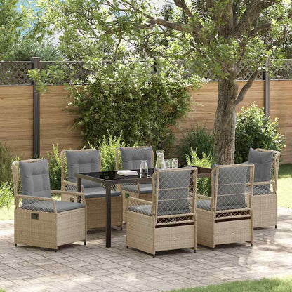 Garten Essgruppe 7 pcs Beige Poly-Rattan