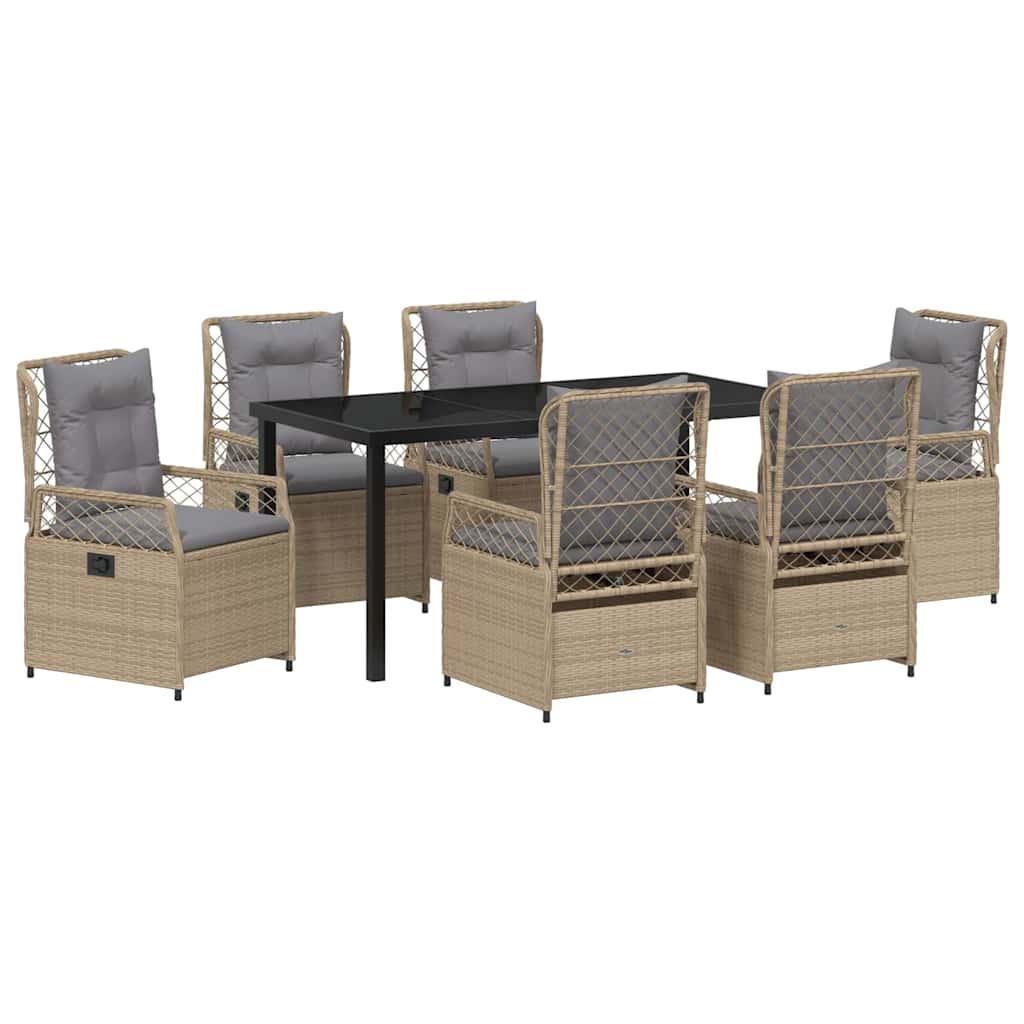 Garten Essgruppe 7 pcs Beige Poly-Rattan