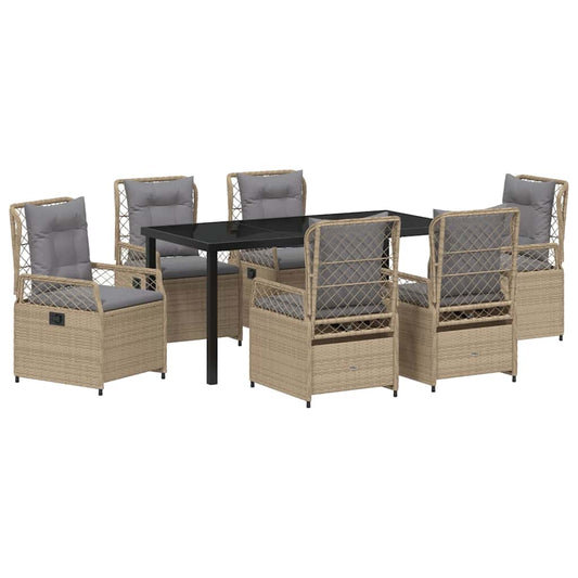 Garten Essgruppe 7 pcs Beige Poly-Rattan