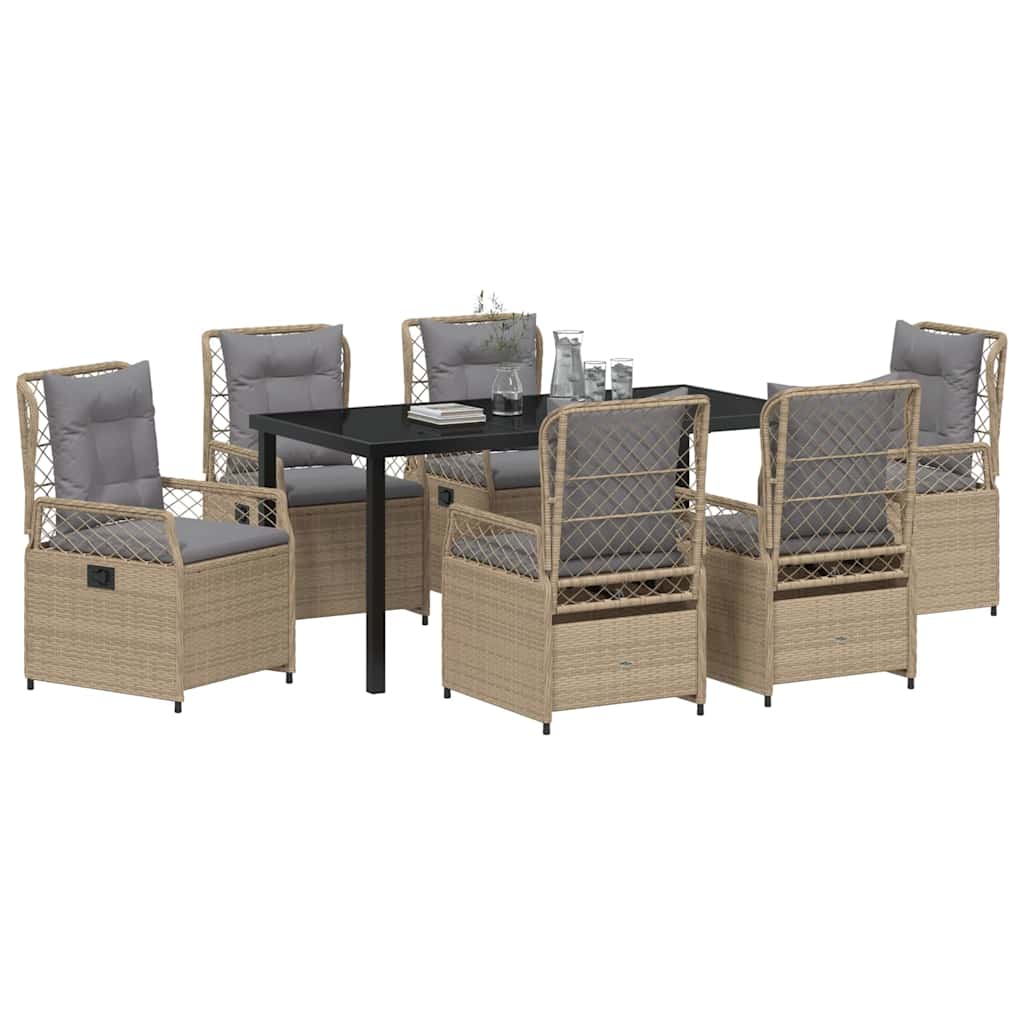 Garten Essgruppe 7 pcs Beige Poly-Rattan