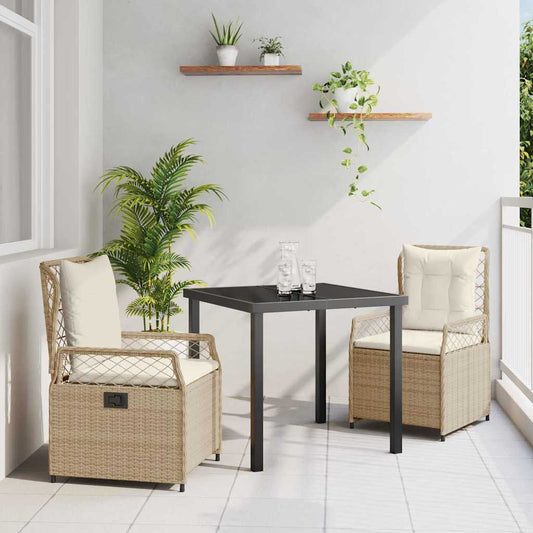 Garten Essgruppe 3 pcs Beige Poly-Rattan