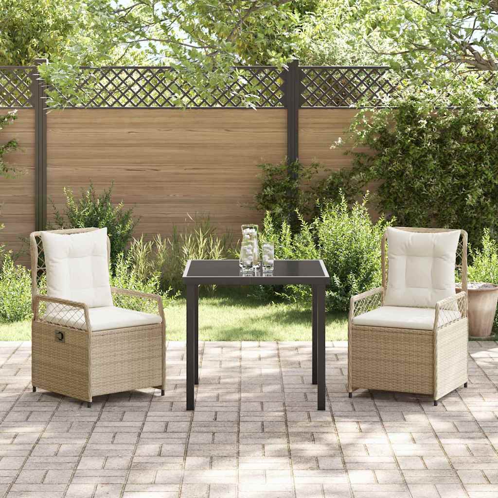 Garten Essgruppe 3 pcs Beige Poly-Rattan