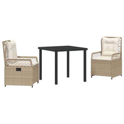 Garten Essgruppe 3 pcs Beige Poly-Rattan