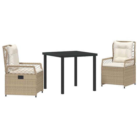 Garten Essgruppe 3 pcs Beige Poly-Rattan