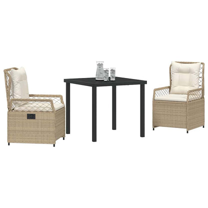 Garten Essgruppe 3 pcs Beige Poly-Rattan