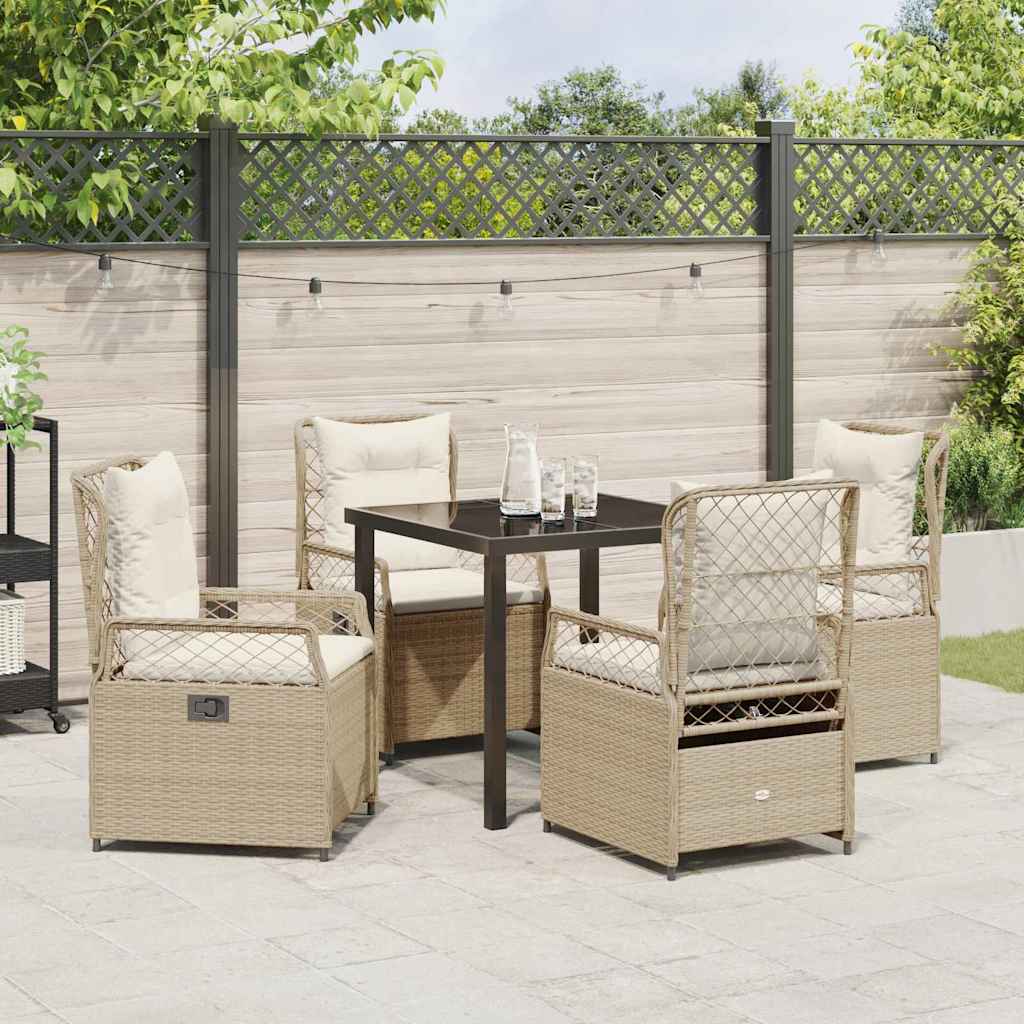 Garten Essgruppe 5 pcs Beige Poly-Rattan