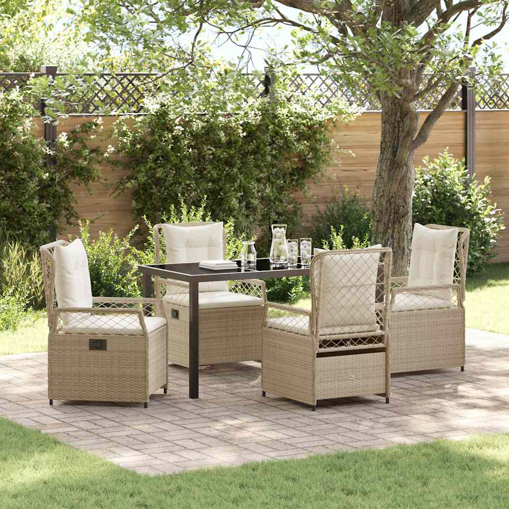 Garten Essgruppe 5 pcs Beige Poly-Rattan