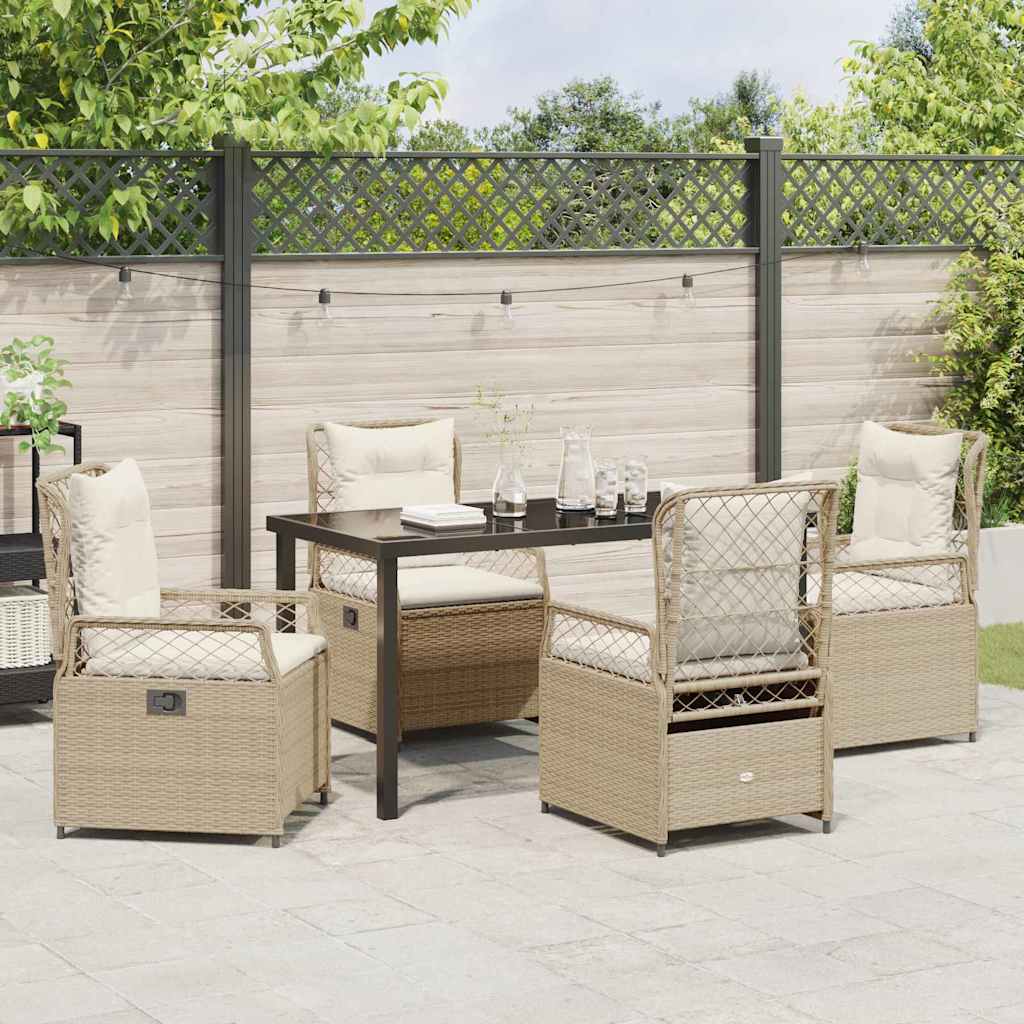 Garten Essgruppe 5 pcs Beige Poly-Rattan