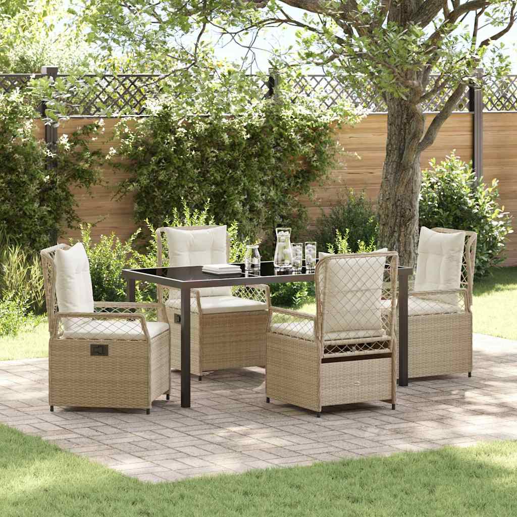 Garten Essgruppe 5 pcs Beige Poly-Rattan