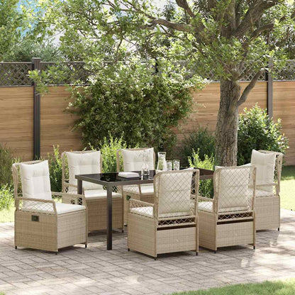 Garten Essgruppe 7 pcs Beige Poly-Rattan