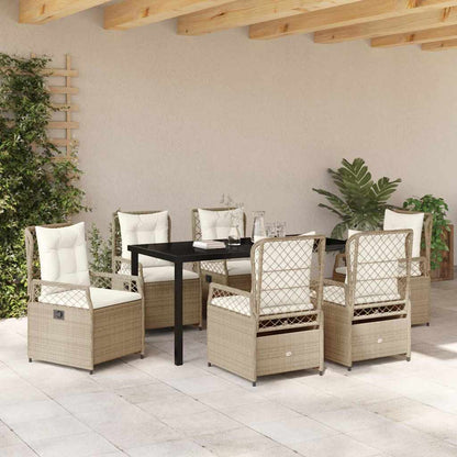 Garten Essgruppe 7 pcs Beige Poly-Rattan