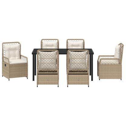 Garten Essgruppe 7 pcs Beige Poly-Rattan