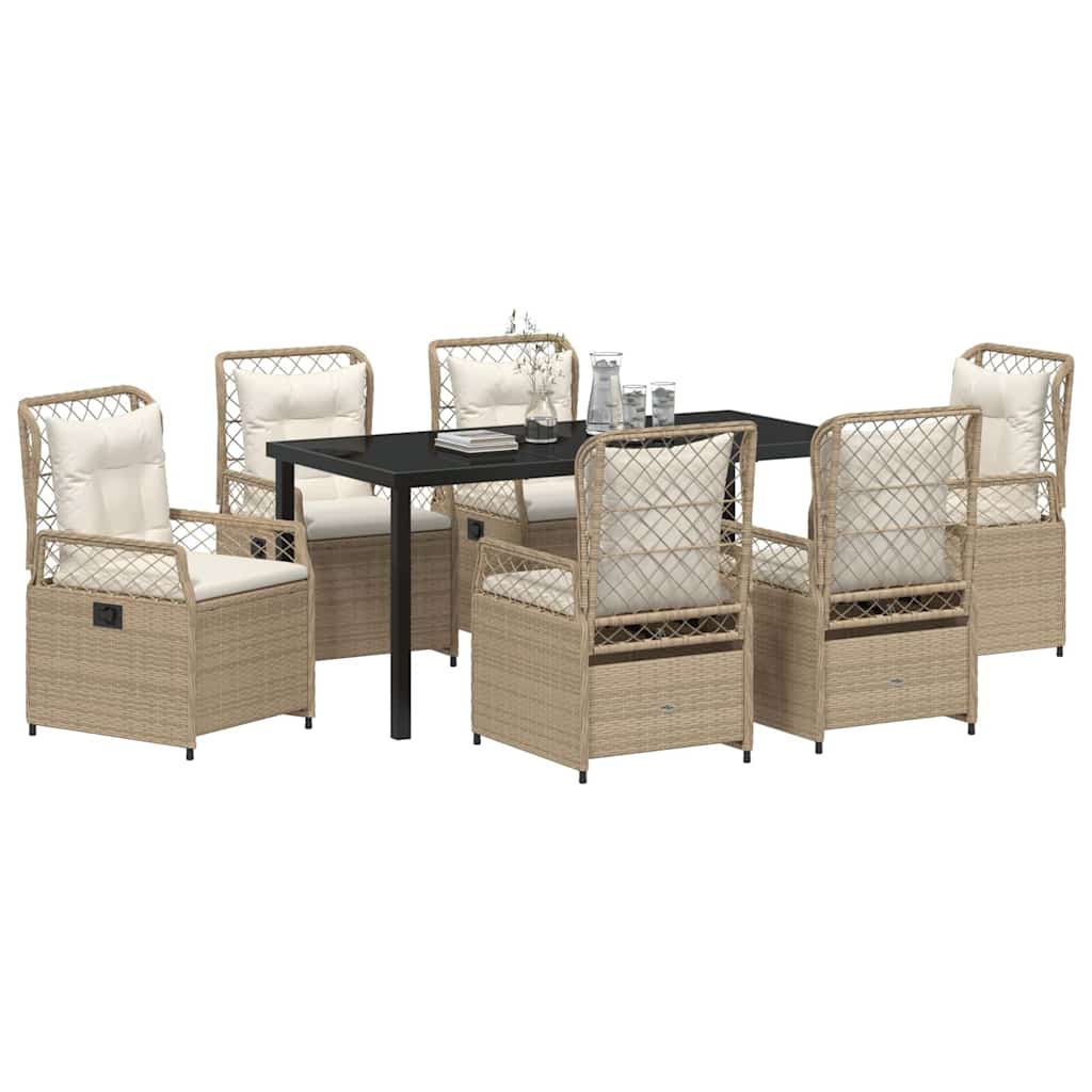 Garten Essgruppe 7 pcs Beige Poly-Rattan