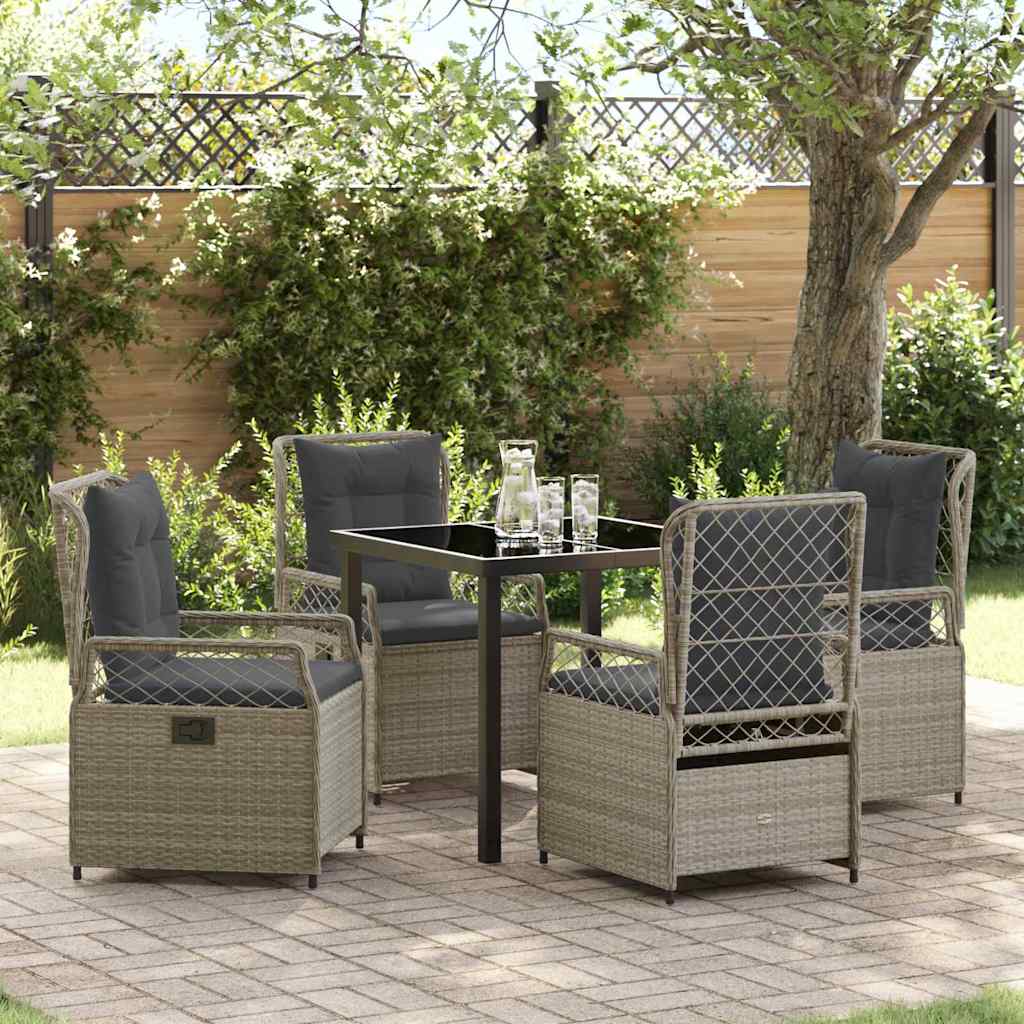 Garten Essgruppe 5 pcs Hellgrau Poly-Rattan