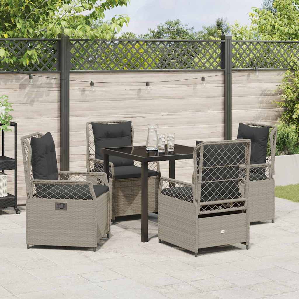 Garten Essgruppe 5 pcs Hellgrau Poly-Rattan