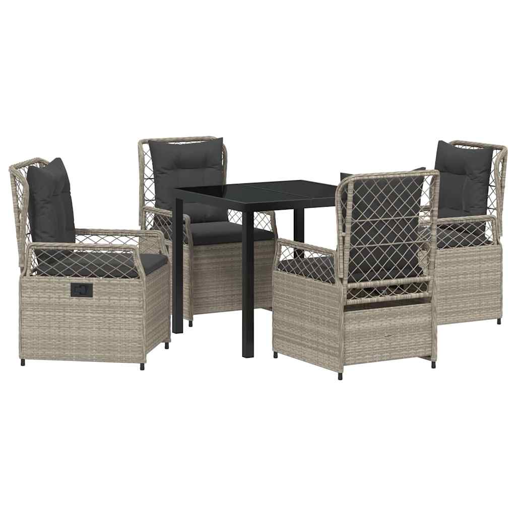 Garten Essgruppe 5 pcs Hellgrau Poly-Rattan