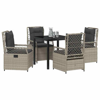 Garten Essgruppe 5 pcs Hellgrau Poly-Rattan