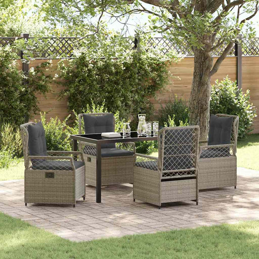 Garten Essgruppe 5 pcs Hellgrau Poly-Rattan