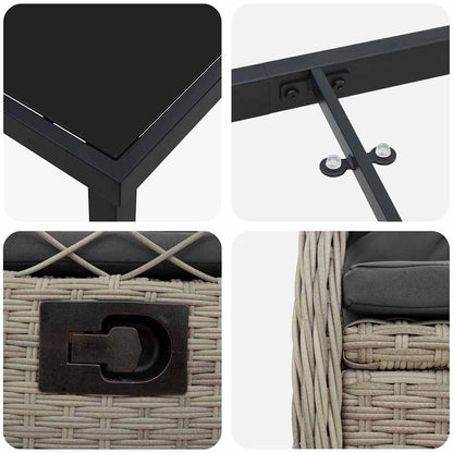 Garten Essgruppe 5 pcs Hellgrau Poly-Rattan