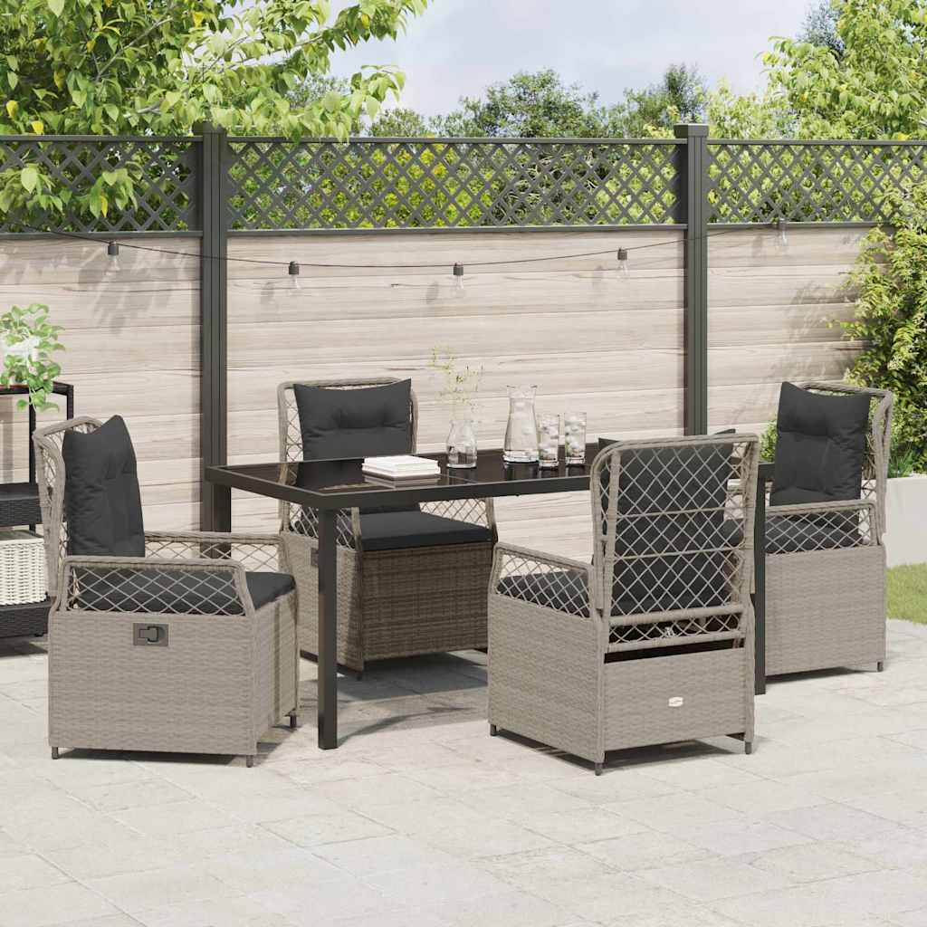 Garten Essgruppe 5 pcs Hellgrau Poly-Rattan