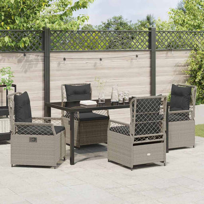 Garten Essgruppe 5 pcs Hellgrau Poly-Rattan