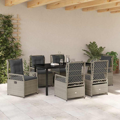 Garten Essgruppe 7 pcs Hellgrau Poly-Rattan