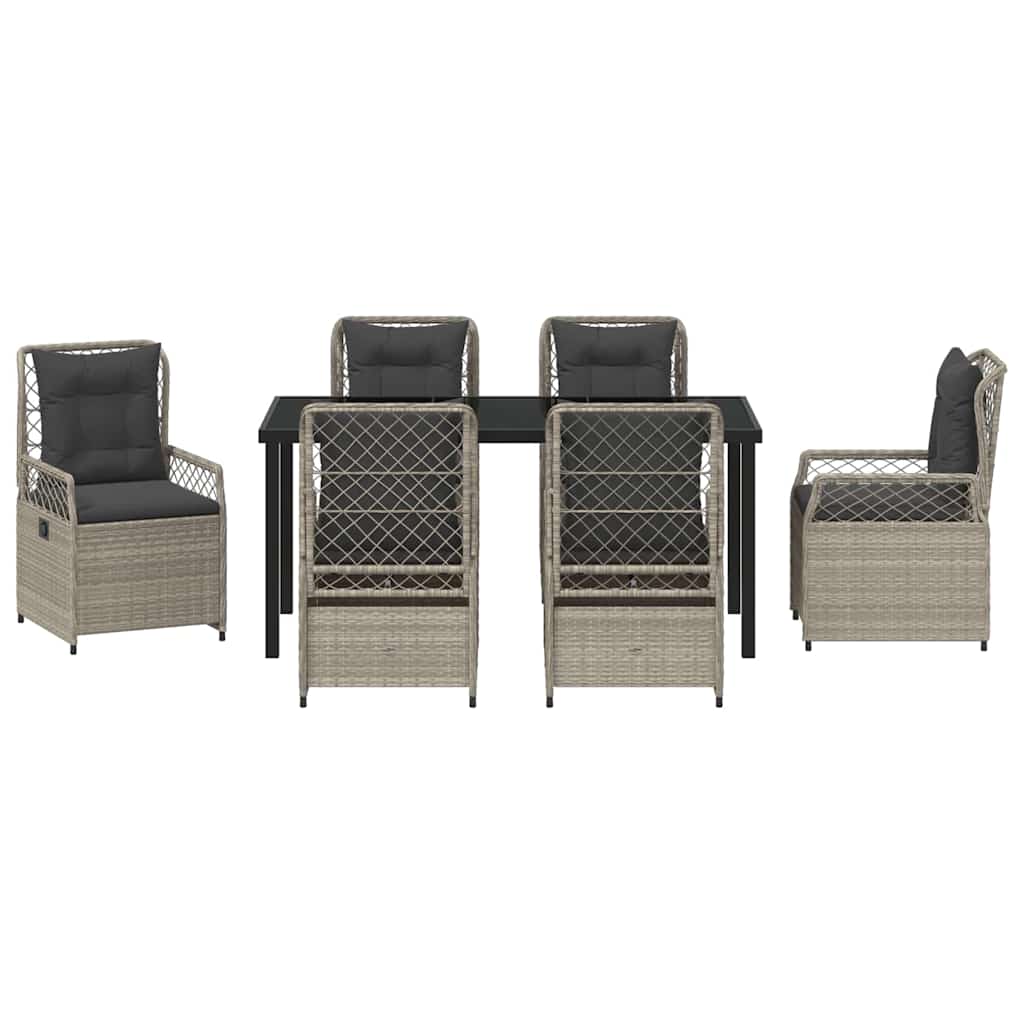 Garten Essgruppe 7 pcs Hellgrau Poly-Rattan