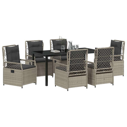 Garten Essgruppe 7 pcs Hellgrau Poly-Rattan