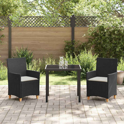 Garten Essgruppe 3 pcs Schwarz Poly-Rattan