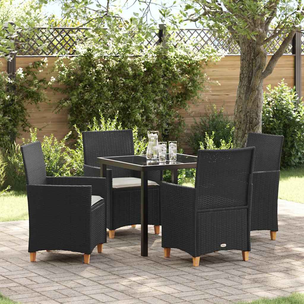 Garten Essgruppe 5 pcs Schwarz Poly-Rattan