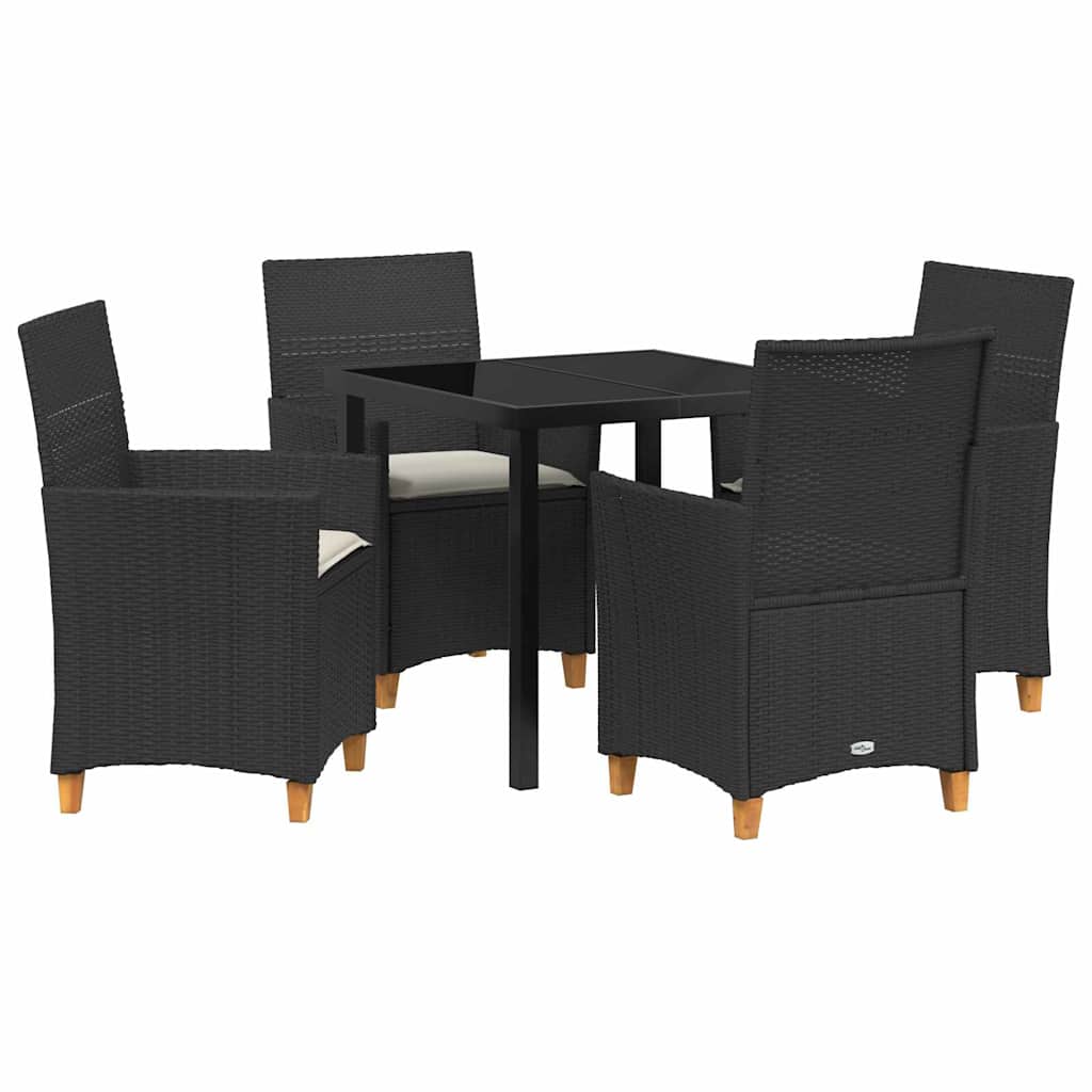 Garten Essgruppe 5 pcs Schwarz Poly-Rattan