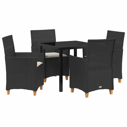 Garten Essgruppe 5 pcs Schwarz Poly-Rattan