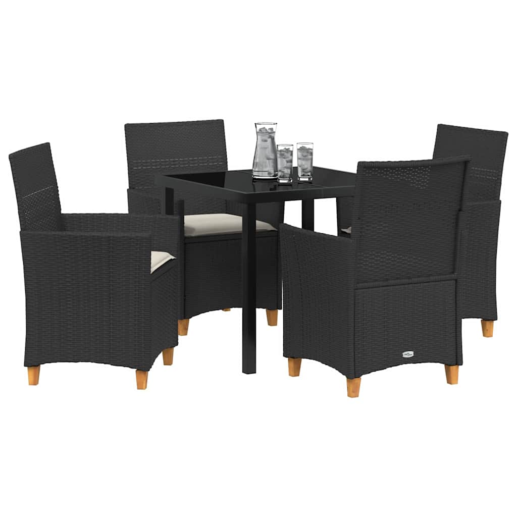 Garten Essgruppe 5 pcs Schwarz Poly-Rattan