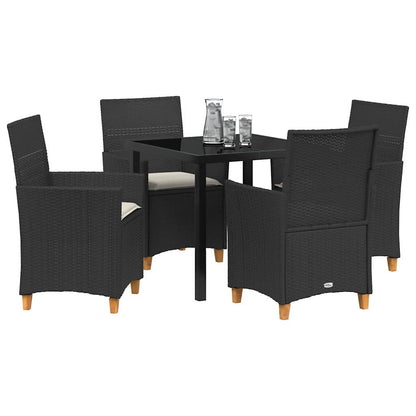 Garten Essgruppe 5 pcs Schwarz Poly-Rattan