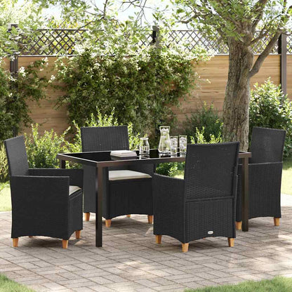 Garten Essgruppe 5 pcs Schwarz Poly-Rattan