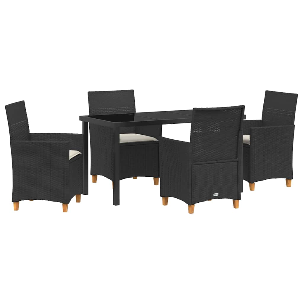 Garten Essgruppe 5 pcs Schwarz Poly-Rattan