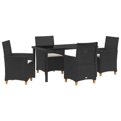 Garten Essgruppe 5 pcs Schwarz Poly-Rattan