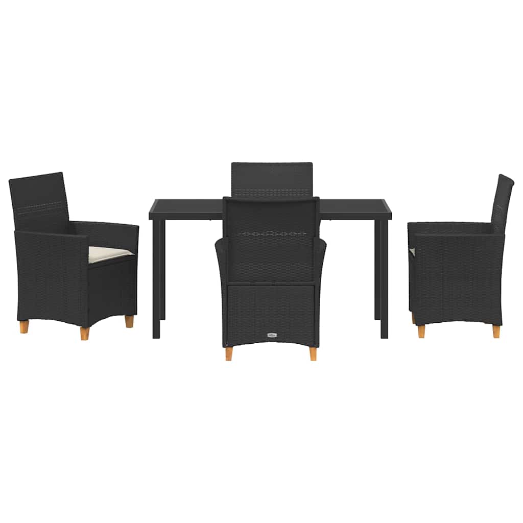 Garten Essgruppe 5 pcs Schwarz Poly-Rattan