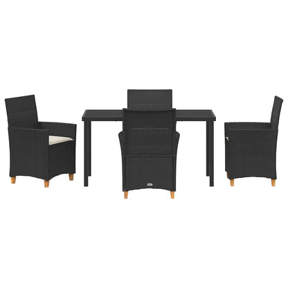 Garten Essgruppe 5 pcs Schwarz Poly-Rattan