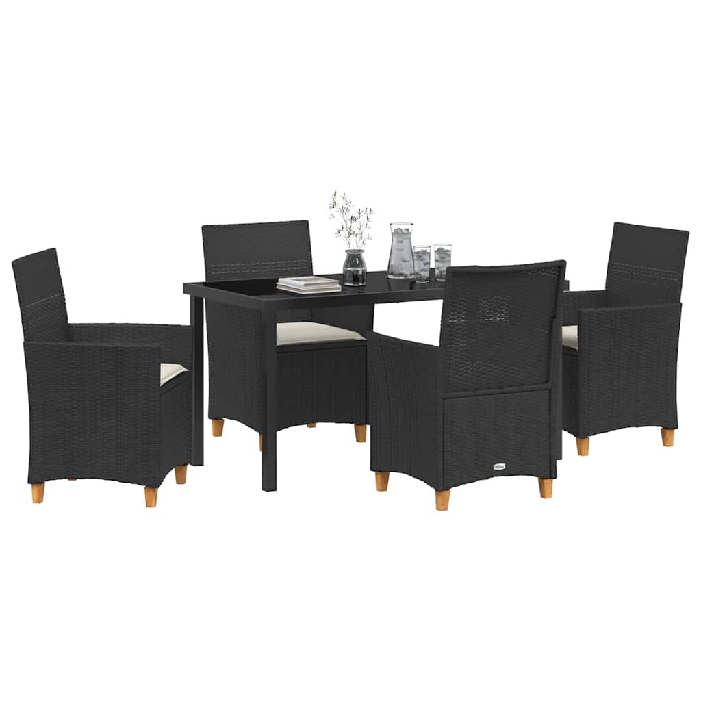 Garten Essgruppe 5 pcs Schwarz Poly-Rattan