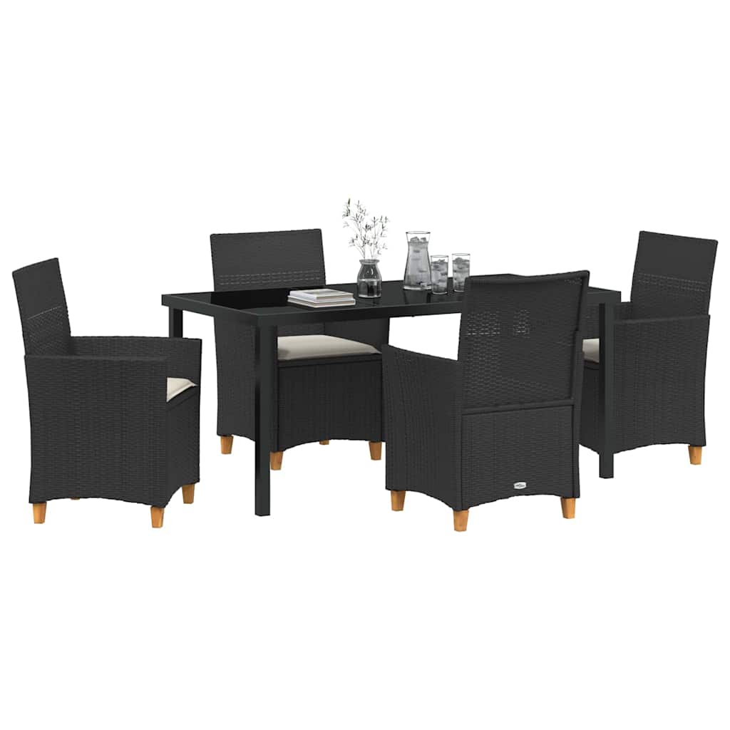 Garten Essgruppe 5 pcs Schwarz Poly-Rattan