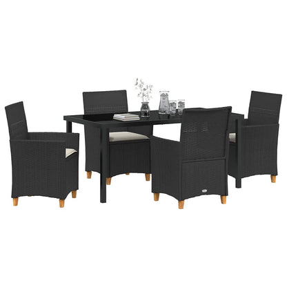 Garten Essgruppe 5 pcs Schwarz Poly-Rattan