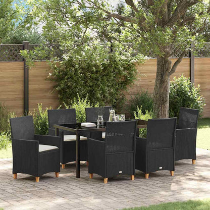 Garten Essgruppe 7 pcs Schwarz Poly-Rattan